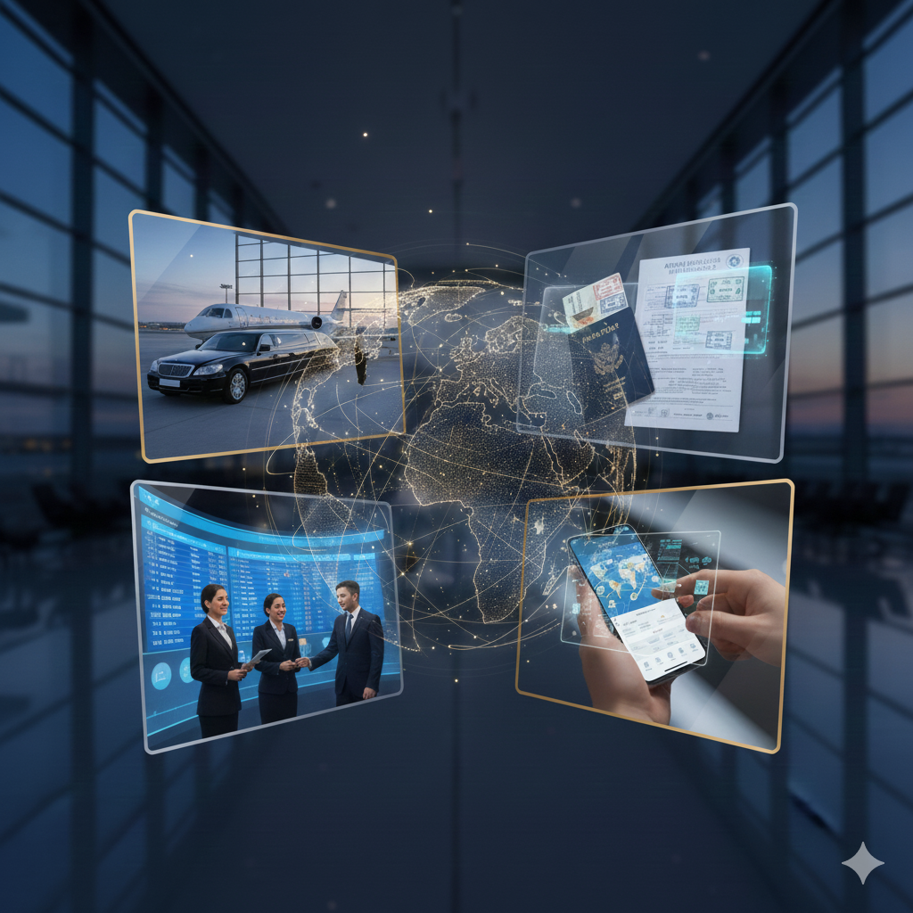 حلول السفر المتكاملة النقل، التأشيرات، وحجز الطيران - خدماتنا بين يديك